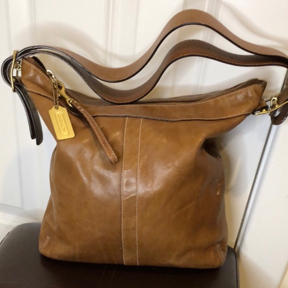 COACH Bleeker Legacy Signature Saddle Brown Leather Slim Duffle Crossbody Bag - Picture 15 of 15